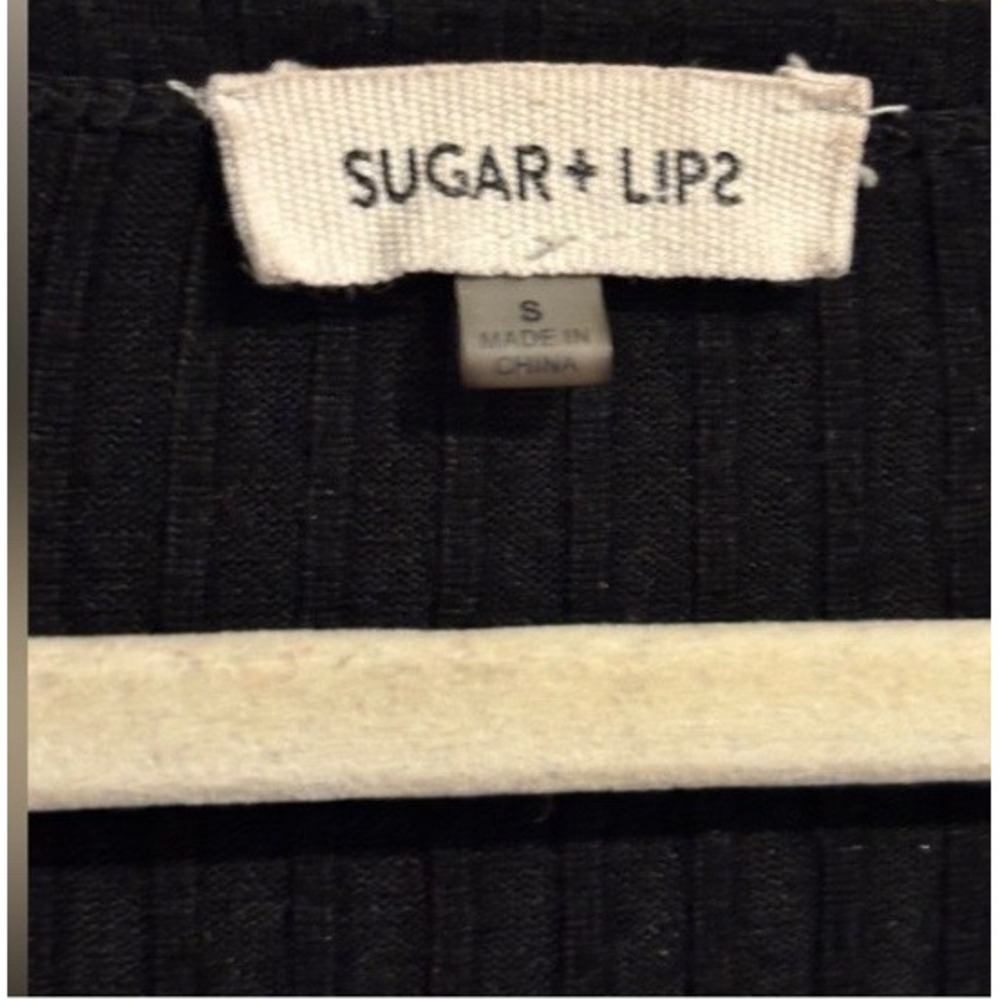 Sugarlips stylish Black‎ ribbed knit bodycon button-down Long Sleeve Dress - Picture 5 of 7